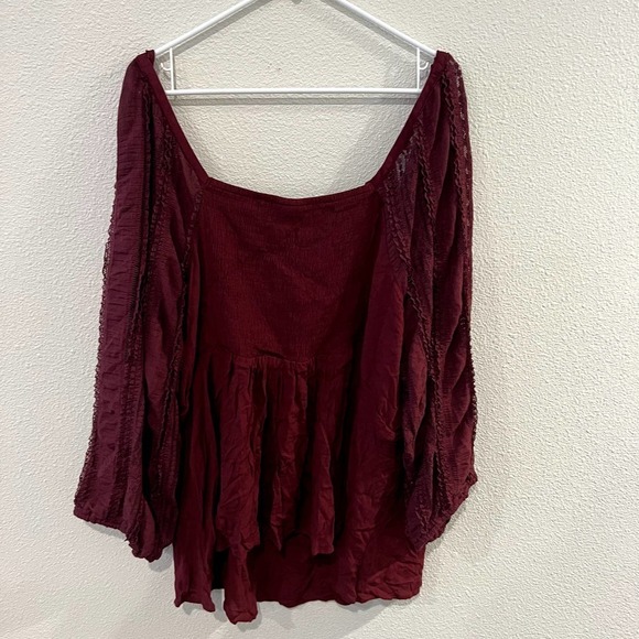 NWT Torrid Esther Peplum Rayon Tie Front Crepe Embroidered Sleeve Top Size 4 - Picture 6 of 6